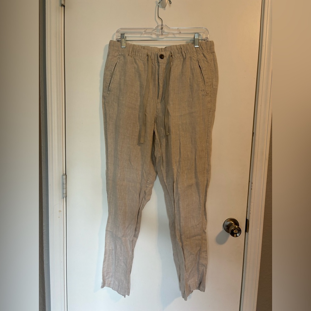 tan linen pants